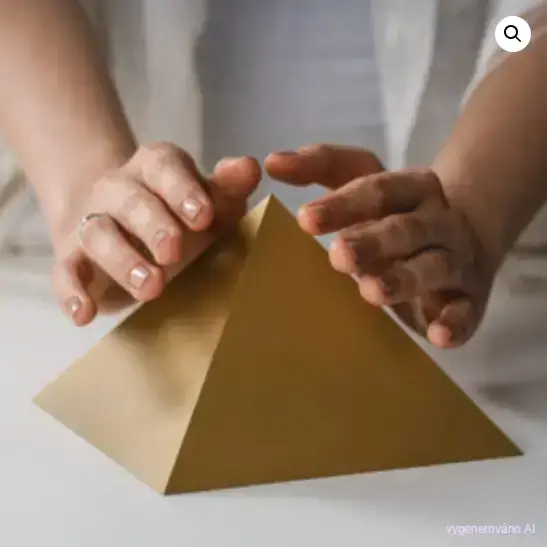 Titanová pyramida 15 x 15 cm "ZLATÁ" s úhly stran 51,85°
